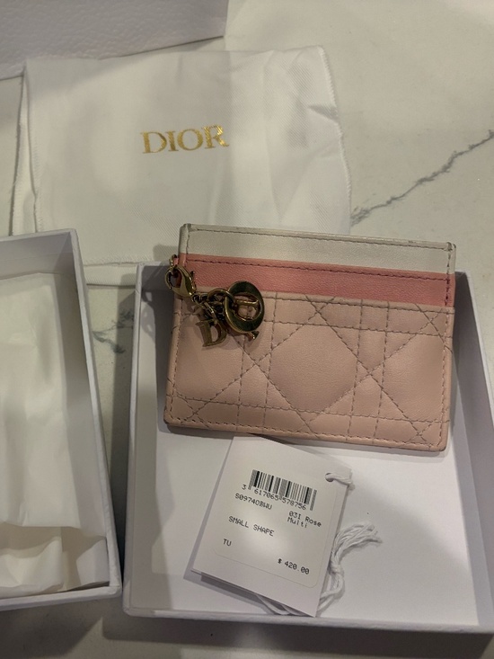 Dior Accessories - Dior Leather Card Holder with DIOR charms Pink